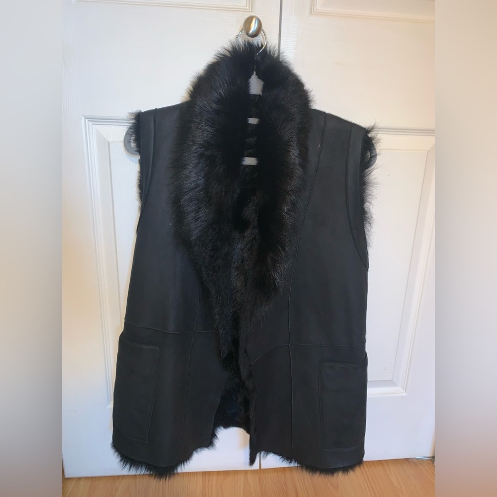 Reversible fur leather vest